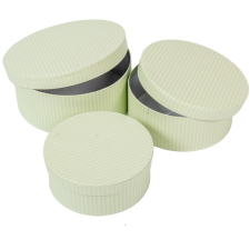  Papír doboz kerek sávos zöld D20-18-15cm 3db-os dekorálható tárgy