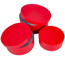 Papír doboz kerek skarlátvörös 20cm / 18cm / 15cm 3db-os csomag dekorációs kellék