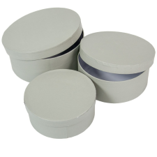  Papír doboz kerek szürke D20,17,15cm 3db-os dekorációs kellék