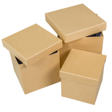  Papír doboz kocka kraft 16,14,12cm 3db-os dekorálható tárgy