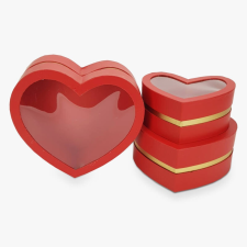  Papír doboz szett aranyszegélyes szív piros dekorálható tárgy