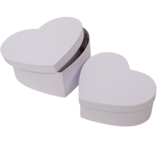  Papír doboz szív gyöngyház fehér 22-19cm 2db-os dekorációs kellék