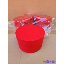  Papírdoboz kerek 14x8cm - Bordás Piros dekorációs kellék