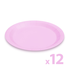 Papírtányér szett - rózsaszín - 23 cm - 12 db / csomag party kellék