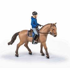 Papo Figura Szett Lovagló Ló és Jockey Kék Kabátban játékfigura