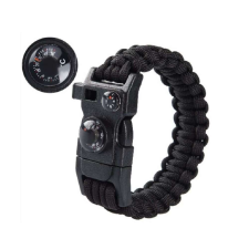 Paracord karkötő iránytűvel fekete színben karkötő
