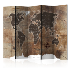 Paraván térkép - Room divider – Map on the wood Világtérkép 225x172 térkép
