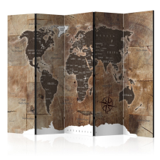  Paraván térkép - Room divider – Map on the wood Világtérkép 225x172 térkép