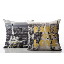  Paris 8 feliratos párnahuzat Fehér/acélszürke 40x40 cm lakástextília