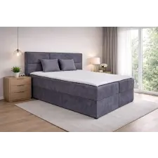 Parkbútor ARAMIS sötétszürke kárpitozott boxspring ágy 160*200 ágy és ágykellék