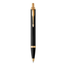 Parker Golyóstoll, nyomógombos, arany színű klip, fekete tolltest, PARKER, "Royal IM", kék toll