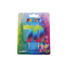 Parti gyertya 70-es szám Szivárvány party kellék