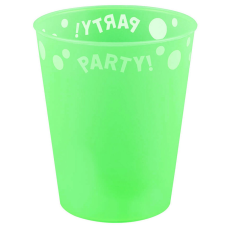 PARTY Green Fluorescent, Zöld pohár, műanyag 250 ml babaétkészlet