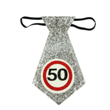  Party nyakkendő 50 évszámos ezüst 19,5cm 601763 party kellék