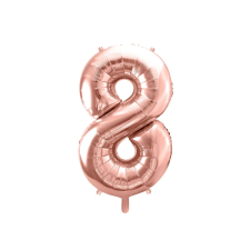 PartyDeco fólia szám lufi, 8, rose gold, 86 cm party kellék