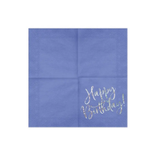  PartyDeco Happ Birthday szalvéta, kék, 33×33cm, 20db party kellék