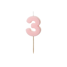 PartyDeco számgyertya, világos rózsaszín, 5,5 cm, 3 sütés és főzés