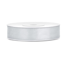 PartyDeco Szatén szalag ezüst 12mm/25m szalag, zsinór