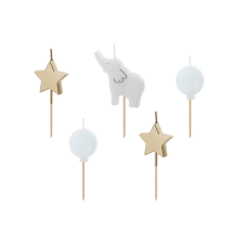 PartyDeco Születésnapi gyertya Elefánt, 3-5 cm, mix (1 db / 5 db) party kellék