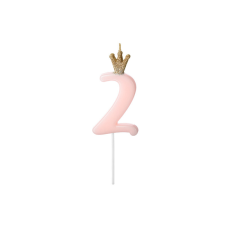PartyDeco Születésnapi szám gyertya 2 - 9,5 cm - világos rózsaszín party kellék