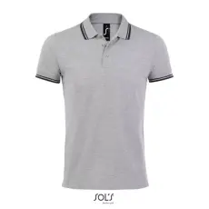  PASADENA férfi galléros póló kontrasztos csíkokkal, SOLS SO00577, Grey/Navy-L