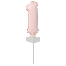 Pastel Pink, Rózsaszín 1-es szám fólia lufi tortára 13 cm party kellék