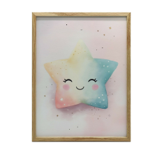 Pastelowa Gwiazdka Radości, 50x70 cm, rama aluminiowa czarna, papier matowy 230 gsm grafika, keretezett kép