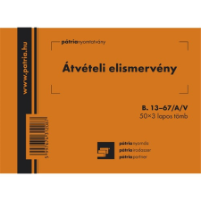 Pátria Nyomtatvány Átvételi elismervény 50x3 lapos tömb A/6 fekvő nyomtatvány