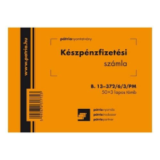 Pátria Nyomtatvány Készpénzfizetési számla 50x3 lapos tömb A/6 fekvő 2 Áfás nyomtatvány