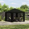  Pavilon 3 x 3 m Fekete Poliészter és acél 190 gsm