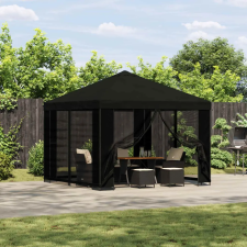  Pavilon 3 x 3 m Fekete Poliészter és acél 190 gsm kerti tárolás