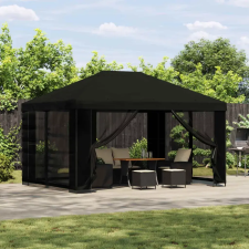  Pavilon 4 × 3 m Fekete Poliészter és acél 190 gsm kerti tárolás