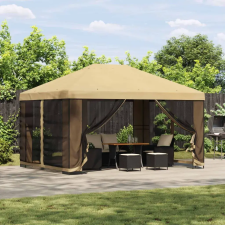  Pavilon 4 × 3 m Krémszínű Poliészter és acél 190 gsm kerti tárolás