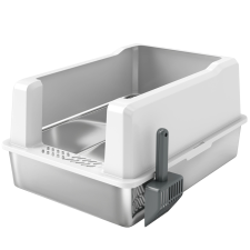 PawHut vízálló macskaalom tálcával és kanállal, fehér macskatoalett