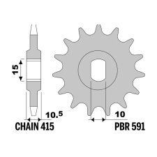 PBR Acél első lánckerék - 415 PBR  Erőátviteli alkatrészek Láncok, lánckerekek, láncszettek Első lánckerekek egyéb motorkerékpár alkatrész