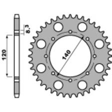 PBR acél standard hátsó lánckerék 491 - 520 egyéb motorkerékpár alkatrész