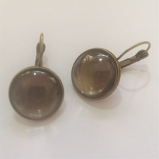 PC Fém fülbevaló alap lencsével kör alakú, 16mm 1 pár - bronz ékszeralap
