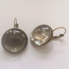 PC Fém fülbevaló alap lencsével kör alakú, 20 mm 1 pár - bronz ékszeralap