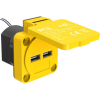 PCE U25050 Falra szerelhető dugalj USB töltőkimenettel IP54 Sárga (U25050)