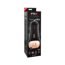 PDX Elite Super Stroker - nyögő, vibráló műpunci (natúr-fekete) maszturbátor