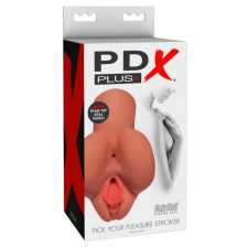 PDX PDX Pick Your Pleasure Stroker - 2in1 élethű maszturbátor (sötét natúr) egyéb erotikus kiegészítők férfiaknak