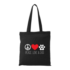  Peace love and dog - Bevásárló táska Fekete egyedi ajándék