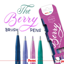 Pentel Ecsettoll, kalligrafikus hajlékony hegyű, Pentel SES15 Berry 4-es klt. filctoll, marker