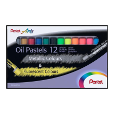 Pentel Olajpasztell kréta, PENTEL, "Arts", 12 különböző fluoreszkáló és metál szín pasztellkréta