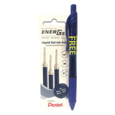 Pentel Zseléstollbetét csomag, 0,35 mm, PENTEL&quot;EnerGel LR7&quot;, ajándék zseléstollal, kék tollbetét