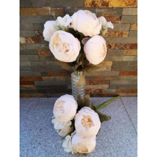  Peónia 7 ágú selyemvirág csokor 39 cm - Krém dekoráció