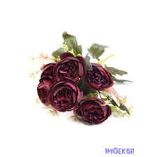  Peónia 7 fejes antik csokor 30 cm - Bordó dekorációs kellék