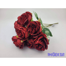  Peónia 9 ágú selyemvirág csokor 44cm - Sötét Piros dekorációs kellék