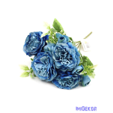  Peónia selyemvirág csokor 32cm - Kék dekorációs kellék