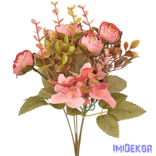  Peóniás 5 ágú selyemvirág csokor 29cm - Rózsaszín dekorációs kellék